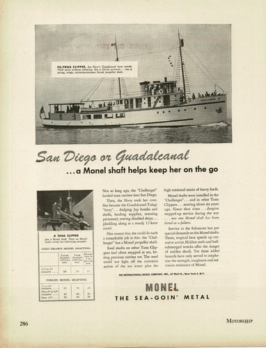 1944 monel ship drive shafts - ship,
